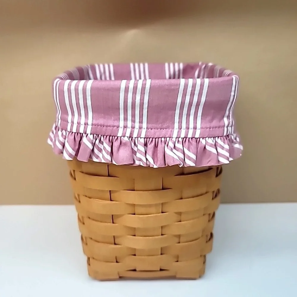 1999 Longaberger Utensil Basket Pink/White Stripe Fabric Insert-Artist Signed